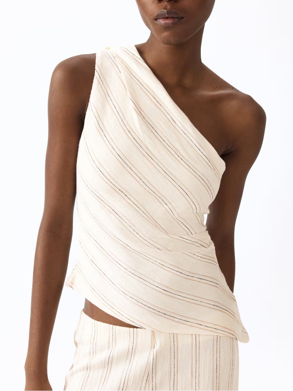 Nwt H&M One Shoulder Cotton Top, Size M